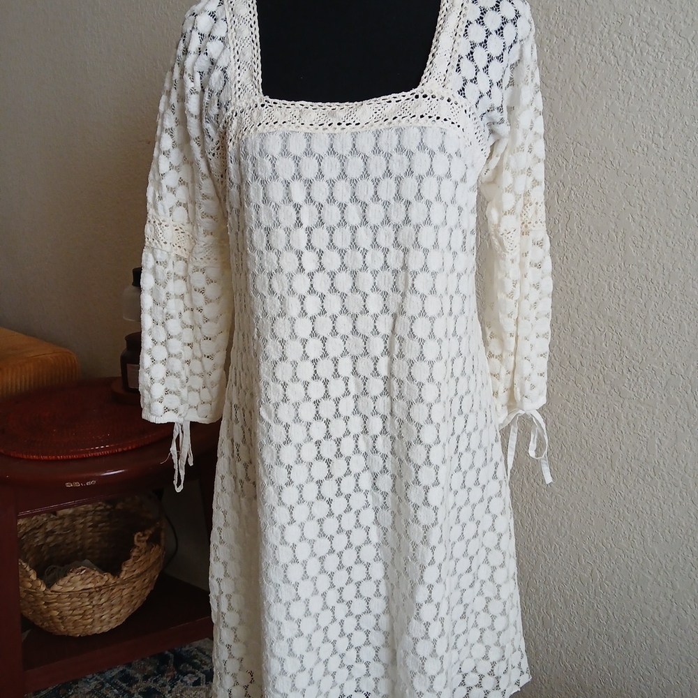 Solitaire White Crochet Mini Dress